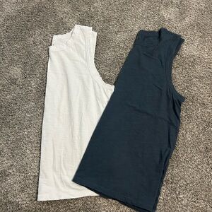 Loft White and Blue Sleeveless Tops